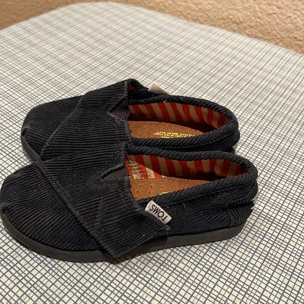 Toms Tiny Alpargata Navy Blue Corduroy Baby Toddler Shoes Size T6